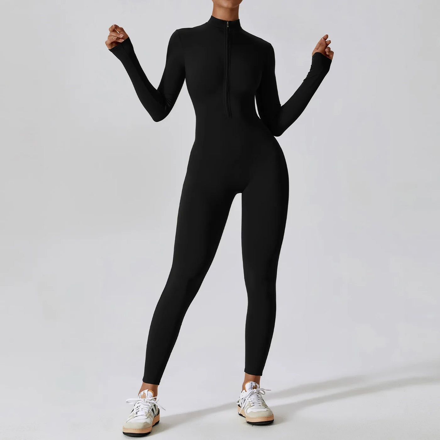Women's Long Sleeved Zipper Jumpsuit